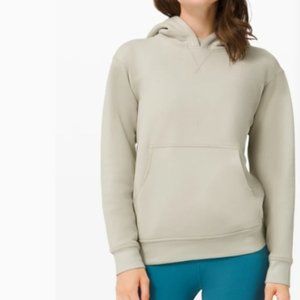 NWT Lululemon fleece cozy loungewear "all yours" hoodie light grey sage sz 10